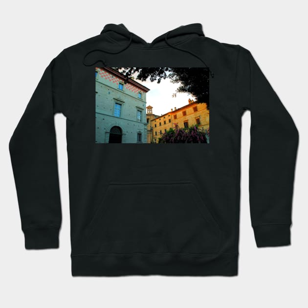 The Church of the Suffrage's two bells in Corinaldo Hoodie by KristinaDrozd